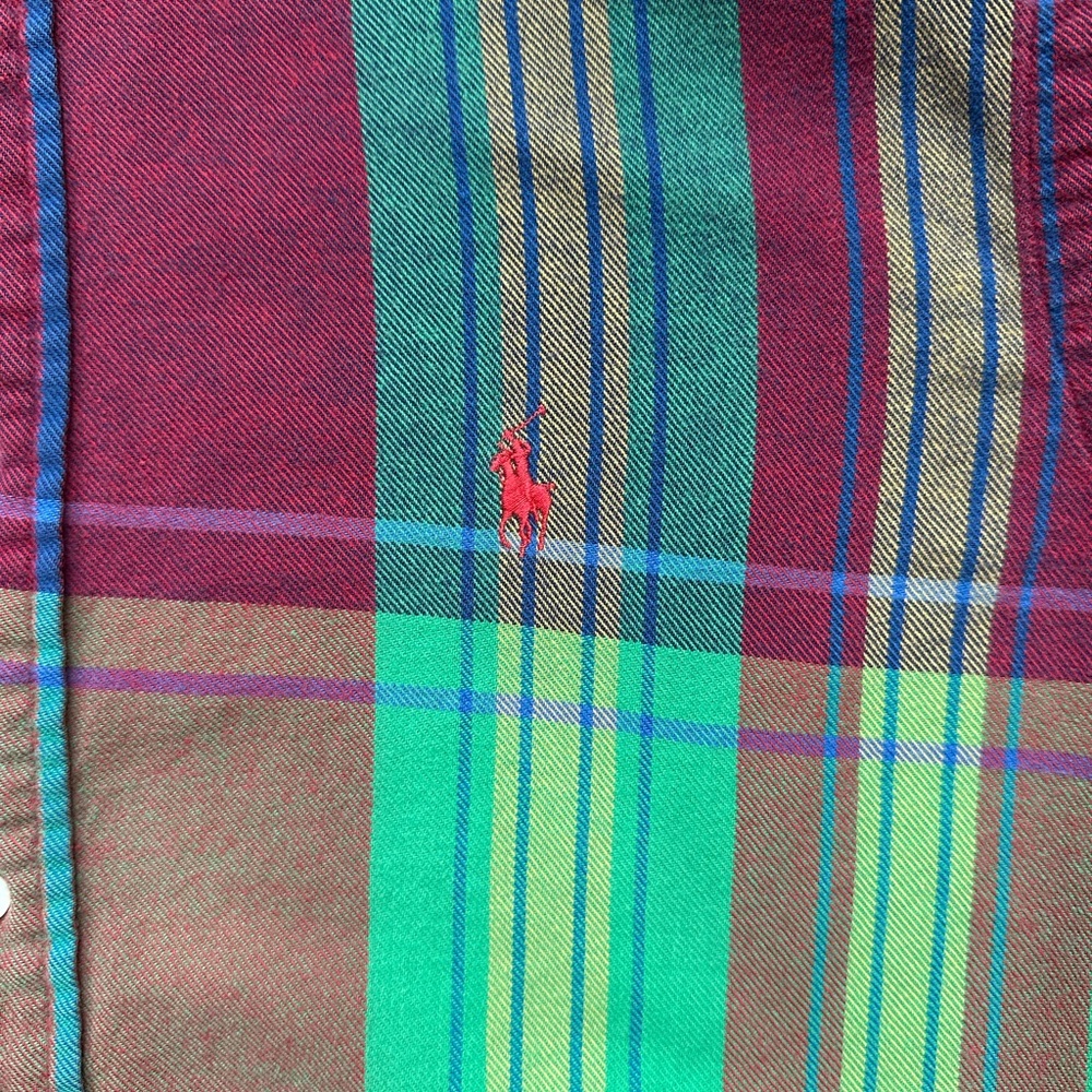 Ralph Lauren Plaid Button Down Shirt Men’s Large 100% Cotton *READ* - Picture 7 of 11